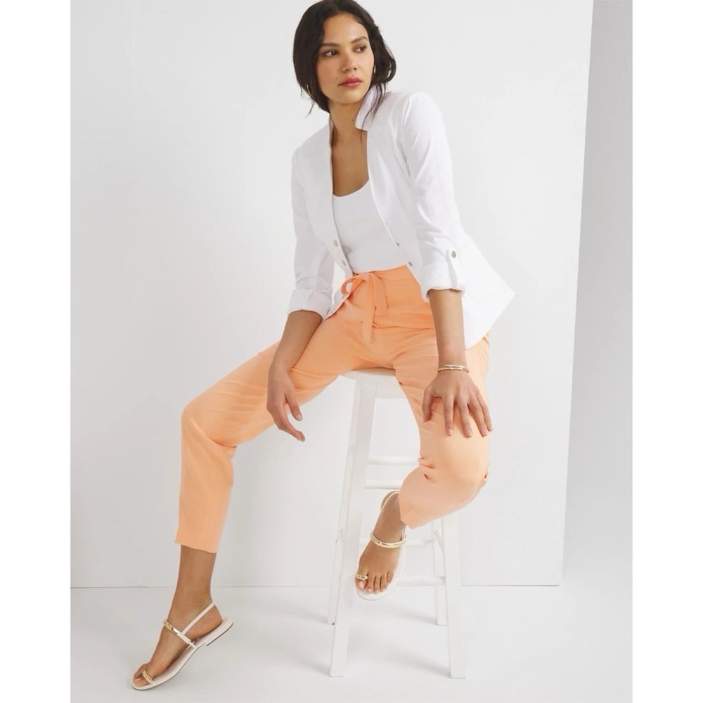 White House Black Market Belted Tapered Ankle Fluid Pant Dress Pants Size 4 NWT - Picture 3 of 16